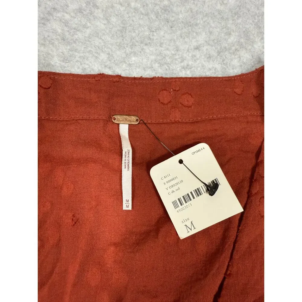 Free People V-Neck Long Sleeve Blouse Womens Size M